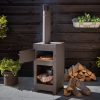 Teraszfűtés pizzasütő résszel, pizzakővel és barbecue ráccsal, fekete, csomag, 2 db