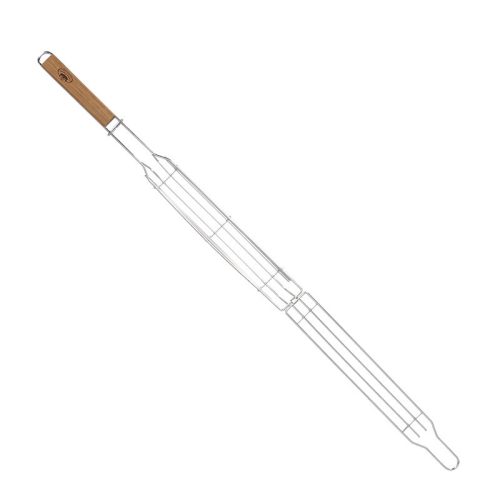 Rozsdamentes acél BBQ zöldséggrillező, fa nyéllel, 49 cm, csomag, 24 db