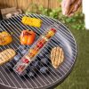 Rozsdamentes acél BBQ zöldséggrillező, fa nyéllel, 49 cm, csomag, 24 db