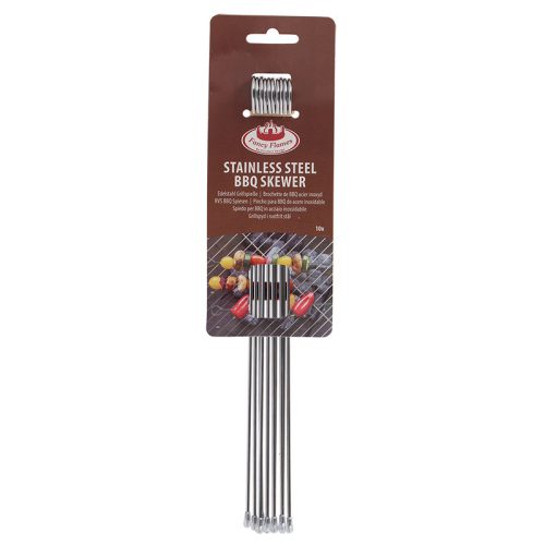 Rozsdamentes acél BBQ nyárs, 10 db-os, 30 cm, csomag, 36 db