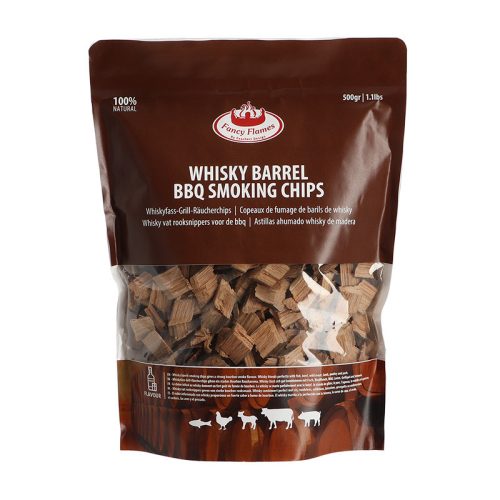 Whisky-s hordó forgács BBQ füstöléshez, 0,5 kg, csomag, 6 db