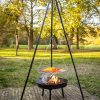 BBQ tűzrakó tál, állítható magasságú grillráccsal, három lábú állvánnyal, 157 cm, csomag, 2 db