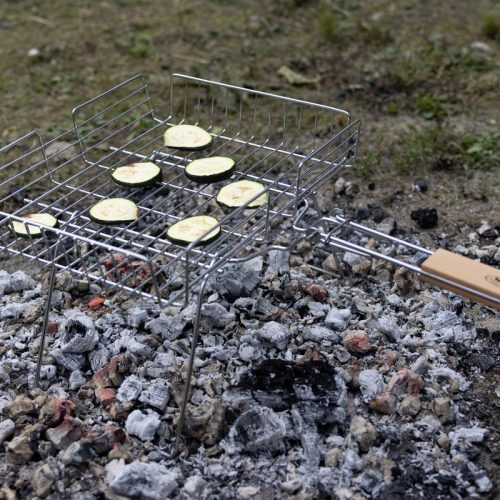 Grill kosár, összecsukható állvánnyal, 31,5 x 53 cm, csomag, 12 db