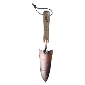  Rézzel bevont kézi ásó mélység jelölővel, kőrisfa nyéllel, 33 cm