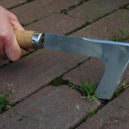 Rozsdamentes acél járdaszegély gyomláló, kőrisfa nyéllel, 31 cm, csomag, 6 db