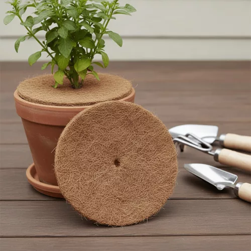 Juta növényvédő korong, 9 cm átmérőjű, csomag, 48 db