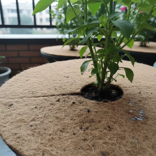 Juta növényvédő korong, 25 cm átmérőjű, csomag, 24 db
