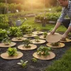 Juta növényvédő korong, 25 cm átmérőjű, csomag, 24 db