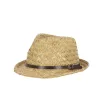 Trilby szalmakalap, bőr szíjjal, 25 x 27 cm átmérőjű, csomag,  12 db