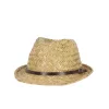 Trilby szalmakalap, bőr szíjjal, 25 x 27 cm átmérőjű, csomag,  12 db