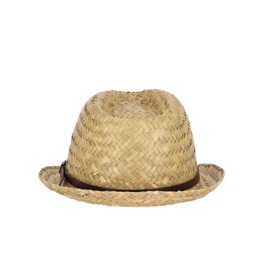 Trilby szalmakalap, bőr szíjjal, 25 x 27 cm átmérőjű, csomag,  12 db