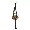 Makramé virágtartó, fekete,  47 cm, csomag,  24 db