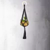 Makramé virágtartó, fekete,  47 cm, csomag,  24 db
