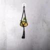 Makramé virágtartó, fekete,  47 cm, csomag,  24 db
