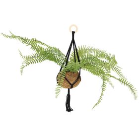 Makramé virágtartó, fekete,  58 cm