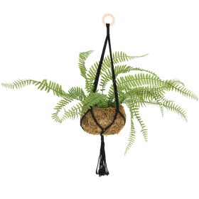 Makramé virágtartó, fekete,  71 cm, csomag,  24 db