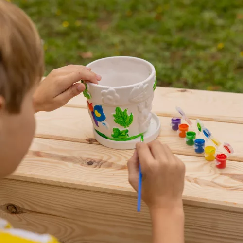 Kifesthető rovarmintás virágcserép, festékkel és ecsettel, 13 cm átmérőjű, csomag, 12 db
