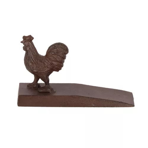Öntöttvas ajtókitámasztó ék, kakasos, 13 x 6 cm, csomag, 24 db
