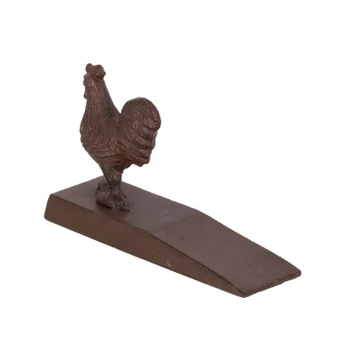 Öntöttvas ajtókitámasztó ék, kakasos, 13 x 6 cm, csomag, 24 db