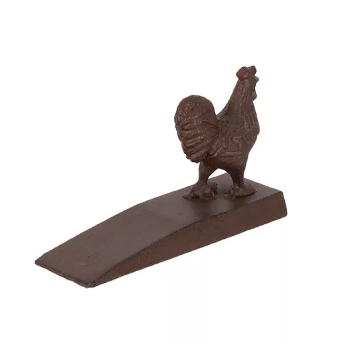 Öntöttvas ajtókitámasztó ék, kakasos, 13 x 6 cm, csomag, 24 db
