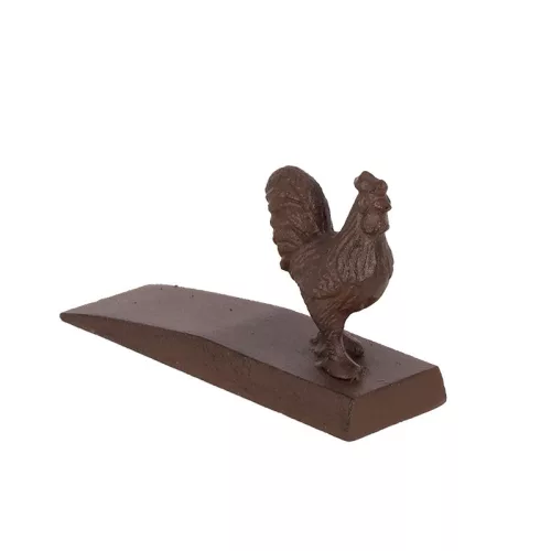 Öntöttvas ajtókitámasztó ék, kakasos, 13 x 6 cm, csomag, 24 db