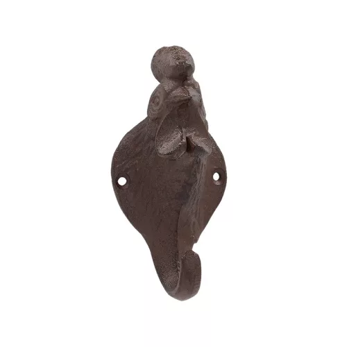 Öntöttvas akasztó, kakasos, 15,6 cm, csomag, 12 db