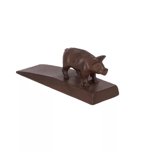 Öntöttvas ajtókitámasztó ék, malacos, 13 x 6 cm, csomag, 24 db