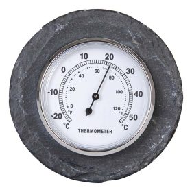 Hőmérő pala táblában, szürke, 10 cm átmérőjű