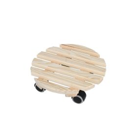   Fából készült gurulós virágalátét, natúr, 28 cm átmérőjű, csomag, 4 db