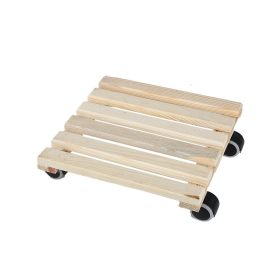   Fából készült gurulós virágalátét, natúr, 29 x 29 cm, csomag, 4 db