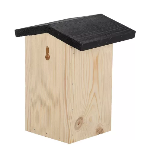 Fa madárház ökörszemnek, fekete tetővel, 17 cm ,csomag, 8 db