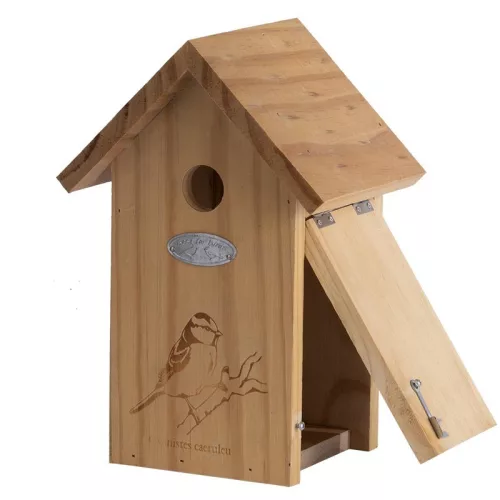 Fa madárház kék cinege mintával, 26 cm, csomag, 8 db