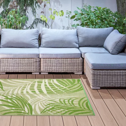 Levél mintás kétoldalú kültéri szőnyeg, 152 x 241 cm, csomag, 6 db