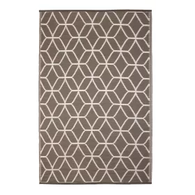   Geometria mintás kétoldalú kültéri szőnyeg, szürke és fehér, 121 x 180 cm, csomag, 6 db