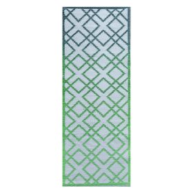   Geometria mintás kétoldalú kültéri szőnyeg, zöld, 197 x 72 cm