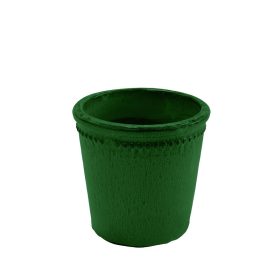   Zománcolt kerámia virágcserép, zöld, 9 cm átmérőjű ,csomag, 24 db