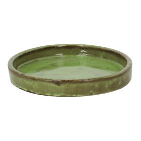   Zománcolt kerámia virágcserép alátét, zöld, 25 cm átmérőjű, csomag, 6 db