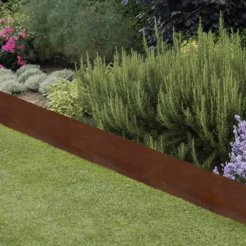 Rusztikus stílusú leszúrható fém ágyásszegély, gyepszegély, 100 x 35 cm, csomag, 6 db