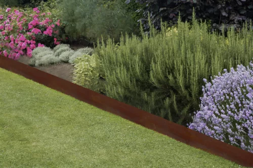 Leszúrható corten acél ágyásszegély, gyepszegély, 100 x 22 cm, csomag, 12 db