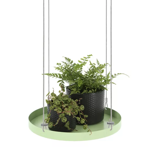 Függő dekoratív fém tálca, mentazöld, 24 cm átmérőjű, csomag, 6 db