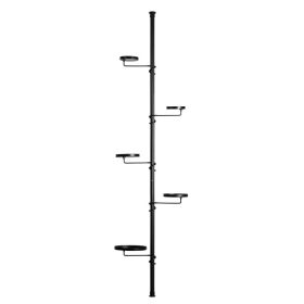   Teleszkópos virágtartó állvány 5 tálcával, fekete,  300 cm