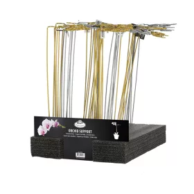   Fémből készült orchidea és virágtámasz, 2 féle, csomag, 48 db