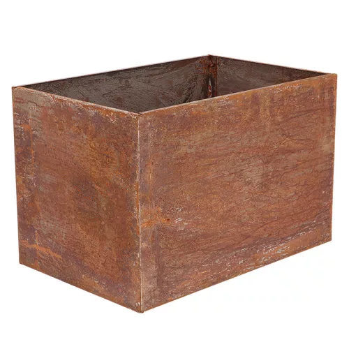 Rozsdásított felületű fém virágláda, 50 x 38 x 38 cm, csomag, 2 db