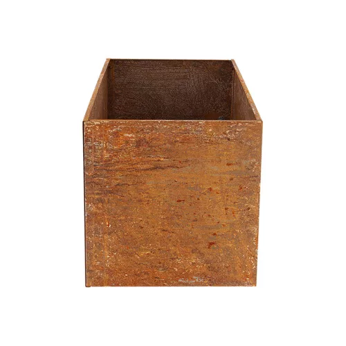 Rozsdásított felületű fém virágláda, 70 x 38 x 38 cm, csomag, 2 db