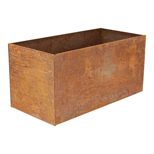 Rozsdásított felületű fém virágláda, 70 x 38 x 38 cm, csomag, 2 db