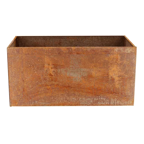 Rozsdásított felületű fém virágláda, 70 x 38 x 38 cm, csomag, 2 db