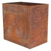 Rozsdásított felületű magasított virágláda, 58 x 38 x 58 cm, csomag, 2 db