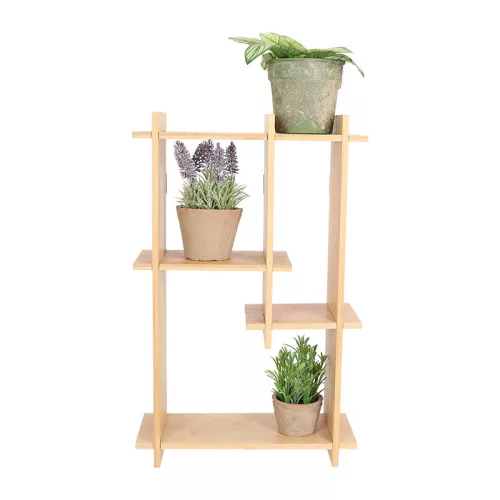 Beltéri falra szerelhető bambusz polc, 35 x 15 x 55 cm, csomag,  4 db