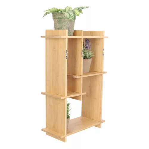Beltéri falra szerelhető bambusz polc, 35 x 15 x 55 cm, csomag,  4 db