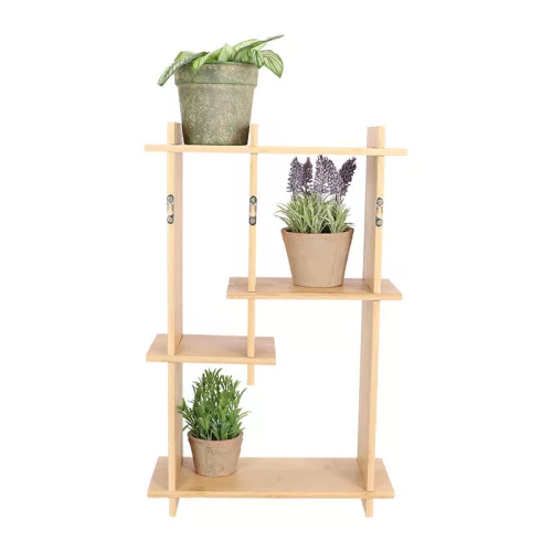 Beltéri falra szerelhető bambusz polc, 35 x 15 x 55 cm, csomag,  4 db